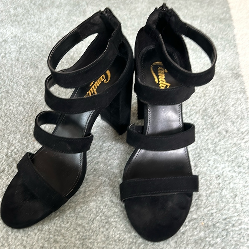 Candies Black Strappy Open Toe Heels